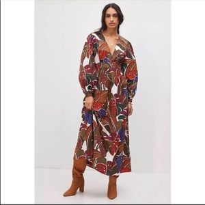 Anthropologie Farm Rio Deep V-Neck Maxi Dress